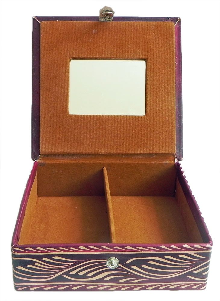 Embossed Leather Square Jewelry Box