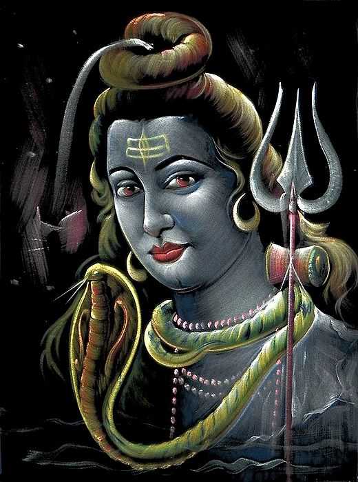 Lord Shiva - Painting on Velvet - 27 x 20.5 inches