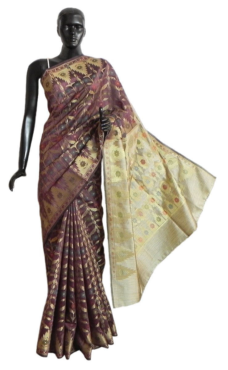 Multicolor Banarasi Jamdani Ghicha Silk Saree