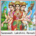 Saraswati, Lakshmi and Parvati - The Three Devis of the Hindu Pantheon