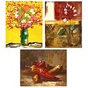 Flowers and Chillies - Set of 3 Abstract Posters