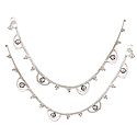 Pair of White Stone Studded Metal Anklets