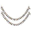 Pair of Stone Studded White Metal Anklet
