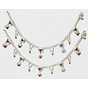 Pair of White Metal Anklet with Multicolor Stone and Bead