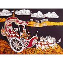 Krishna Arjuna on Chariot During the Battle of Kurukshetra - Batik Painting