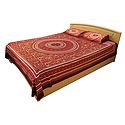 Tribal Print on Cotton Double Bedspread with 2 Pillow Covers