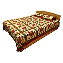 Multicolor Dancer and Animal Print on Light Yellow Cotton Double Bedspread with 2 Pillow Covers