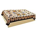 Brown Mickey and Donald Print on Beige Cotton Single Bedspread