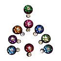 9 Multicolor Round Bindis with White Stone