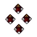 4 Maroon Square Felt Bindis with White Stones
