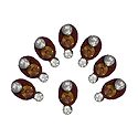 8 Maroon Oval Bindis with White Stone