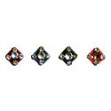 4 Multicolor Bindis with White Stones