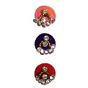 3 Multicolor Round Bindis with White Stone