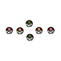 6 Multicolor Round Bindis with White Stone