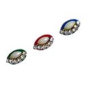 3 Multicolor Oval Bindis with White Stone