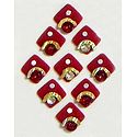 Red Diamond Shaped Bindis with White and Red Stone