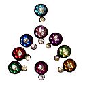 9 Multicolor Round Bindis with White Stone