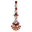 Saffron and White Stone Studded Designer Bindi