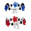 Set of 2 Red and Blue Acrylic Bead Charm Bracelet
