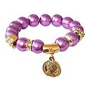 Mauve Beaded Stretch Charm Bracelet