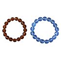 Set of 2 Brown and Blue Acrylic Beaded Stretch Bracelet
