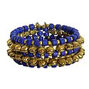 Metal Ghunghroo and Blue Bead Cuff Bracelet