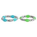 Pair of Light Cyan and Light Green Bead Stretch Bracelet