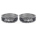 Set of 2 White Stone Studded Metal Bangles