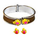 Metal Hinge Bracelet with Stud Earrings
