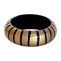 Black Stripe on Beige Wood Bracelet
