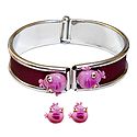Metal Hinge Bracelet with Stud Earrings