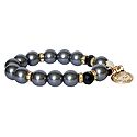 Grey Beaded Stretch Charm Bracelet