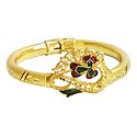 Gold Plated Hinge Bracelet with Peacock Design
