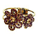 Purple Stone Studded Oxidised Metal Hinged Bracelet