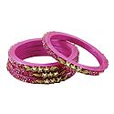 Stone Studded Pink Lac Bangles