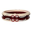 Stone Studded Peach and Maroon Bangles