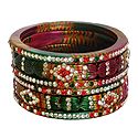 Set of Six Stone Studded Lac Bangles