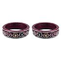 Set of 2 White Stone Studded Maroon Lac Bangles
