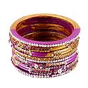 White Stone Studded Magenta Lac Bangles
