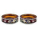 Set of 2 Stone Studded Multicolor Lac Bangles