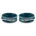 Set of 2 Stone Studded Cyan Blue Lac Bangles