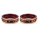 Set of 2 Stone Studded Maroon Lac Bangles