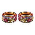 Set of 2 Stone Studded Red Lac Bangles
