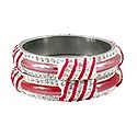 Pair of Light Red Metal Bangles with Stone and Beads