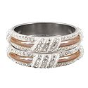 Pair of Light Brown Metal Bangles with Stone and Beads