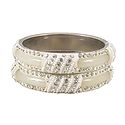 Pair of Off-White Metal Bangles with Stone and Beads