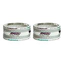 Set of 2 Multicolor Stone Studded White Metal Bangles