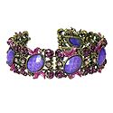 Mauve Stone Studded Oxidised Metal Designer Cuff Bracelet