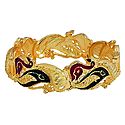 Meenakari Peacock Design Gold Plated Hinged Bracelet