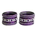 Set of 2 Stone Studded Purple with Silver Metal Bangles